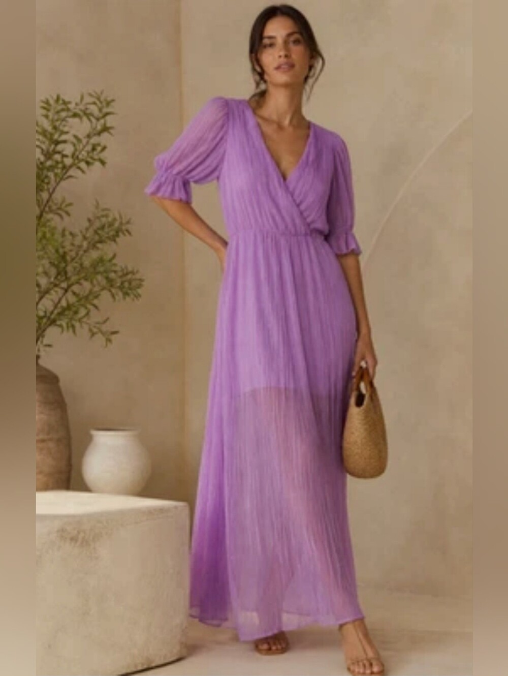 H&M Sheer Romance Boho Peasant Date Night Brunch Ladies Night Party Maxi Dress